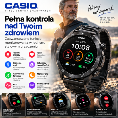 Inteligentny zegarek PulseMax™ – pomiar tętna, monitorowanie zdrowia i funkcje telefonu (Cópia)